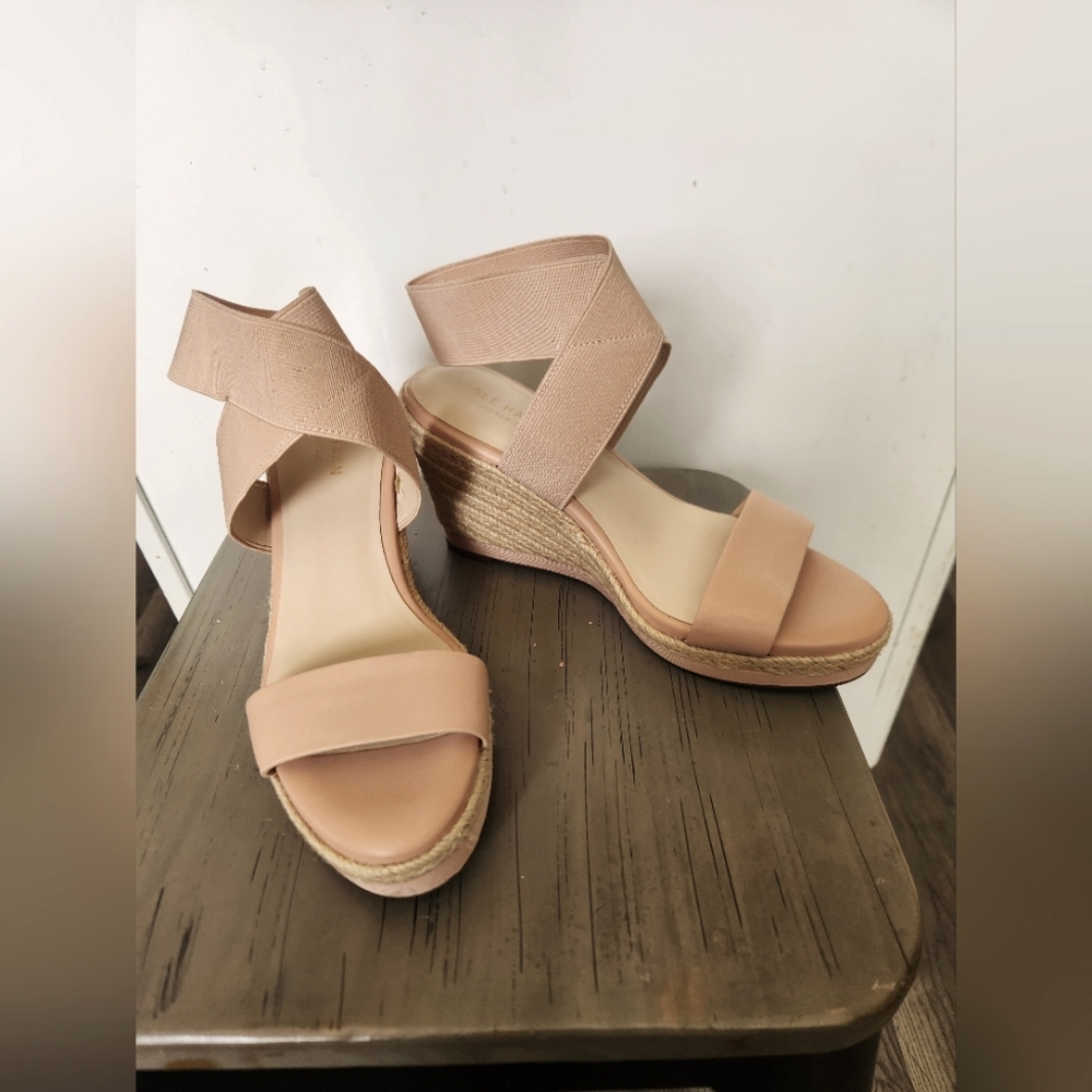 Cole Haan Elegant Light Pink Tan Wedge Sandals